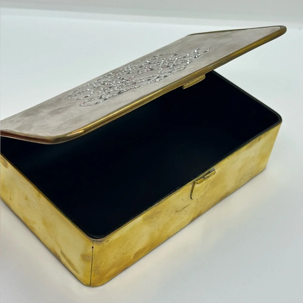 VERY RARE Vintage Ralph Lauren Suede Beaded Brass Jewelry Box